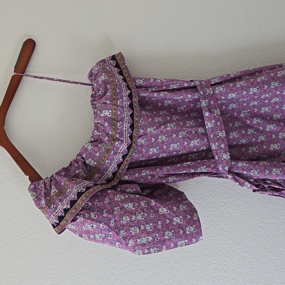 NWT Sea NY Perry One‎ Shoulder Midi Dress Purple Floral Border Print Size Small - Picture 8 of 16